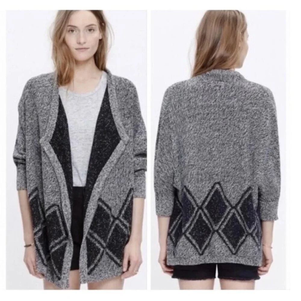 Madewell All Angles Open Front Sweater Gray Drapey Oversized Boho Size M/L
